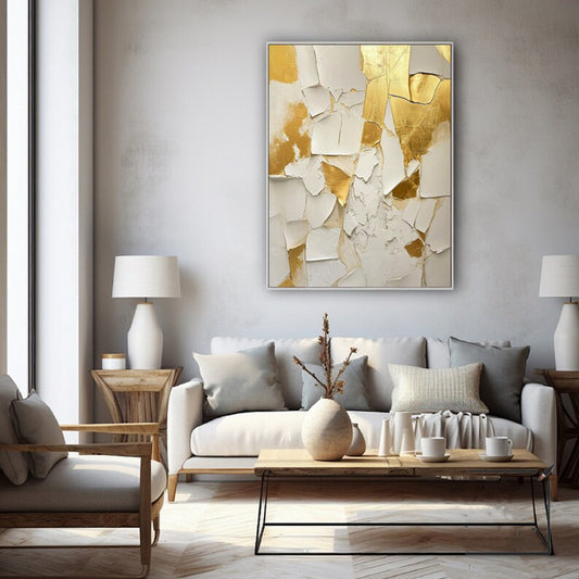 Gold And White Texture Painting