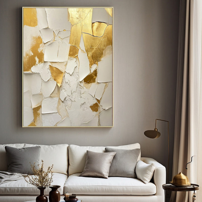 Gold And White Texture Painting