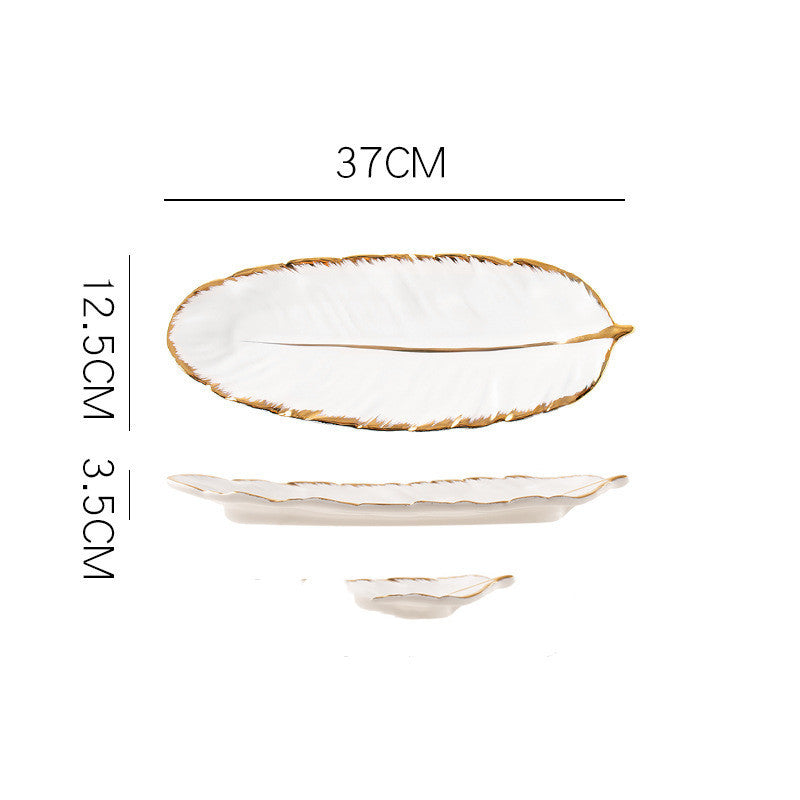 Gold Rim Feather Tray Jewellery Tray