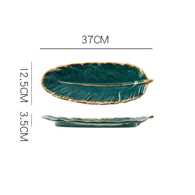 Gold Rim Feather Tray Jewellery Tray