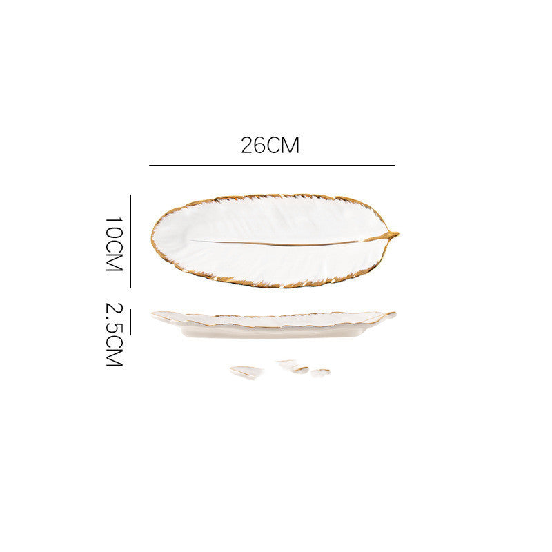 Gold Rim Feather Tray Jewellery Tray