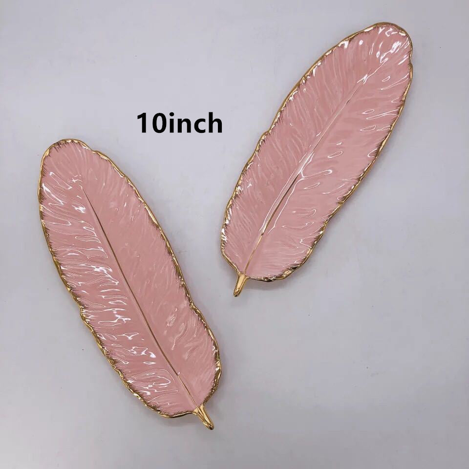 Gold Rim Feather Tray Jewellery Tray