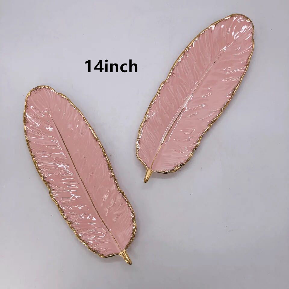 Gold Rim Feather Tray Jewellery Tray