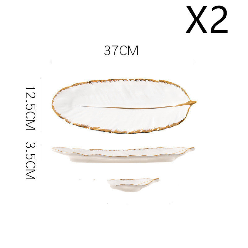 Gold Rim Feather Tray Jewellery Tray