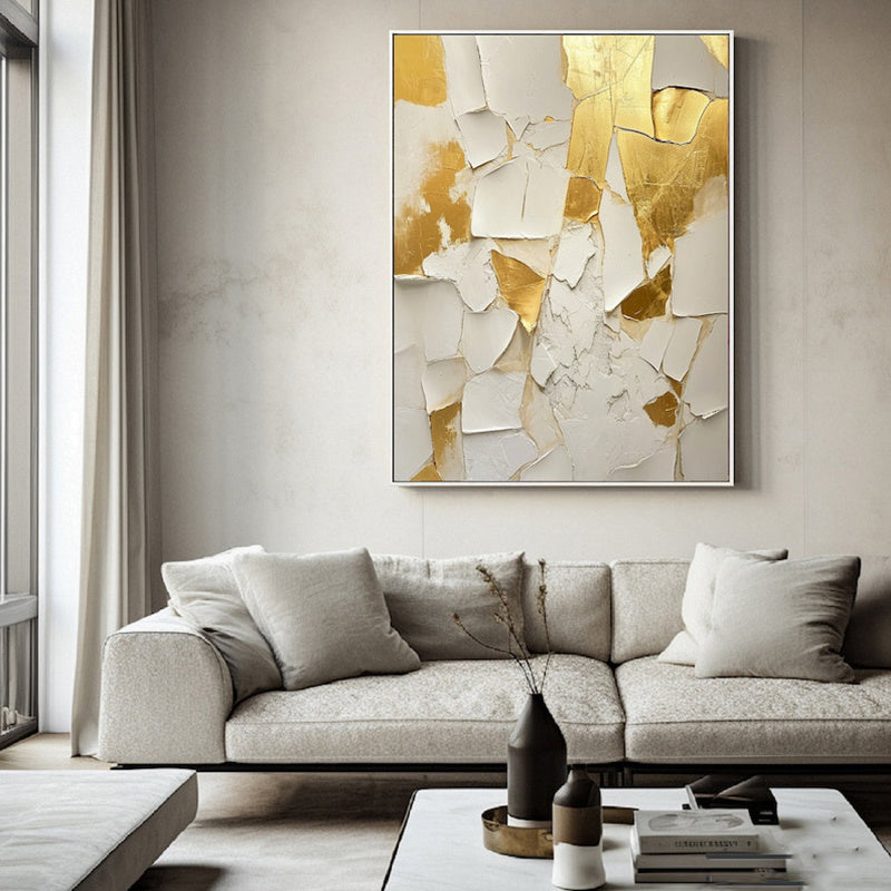 Gold And White Texture Painting