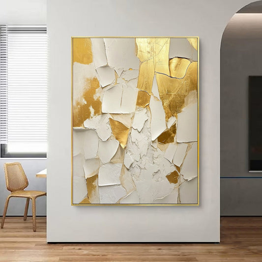 Gold And White Texture Painting