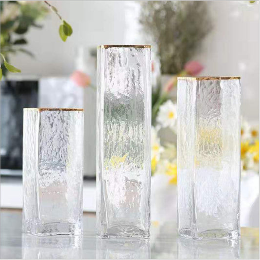 Transparent Gold Painted Glass Vases