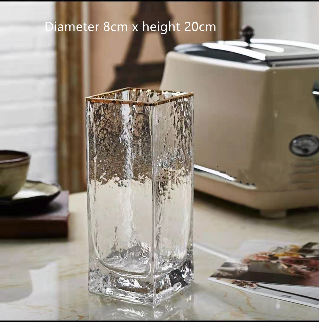 Transparent Gold Painted Glass Vases