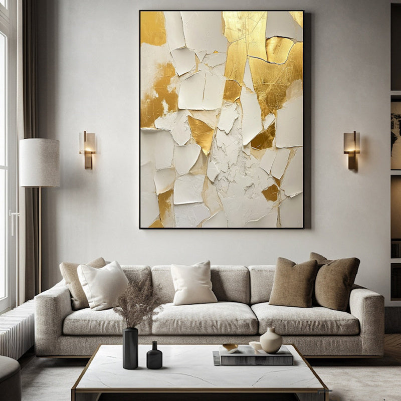 Gold And White Texture Painting