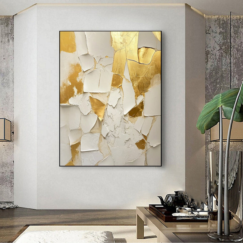 Gold And White Texture Painting