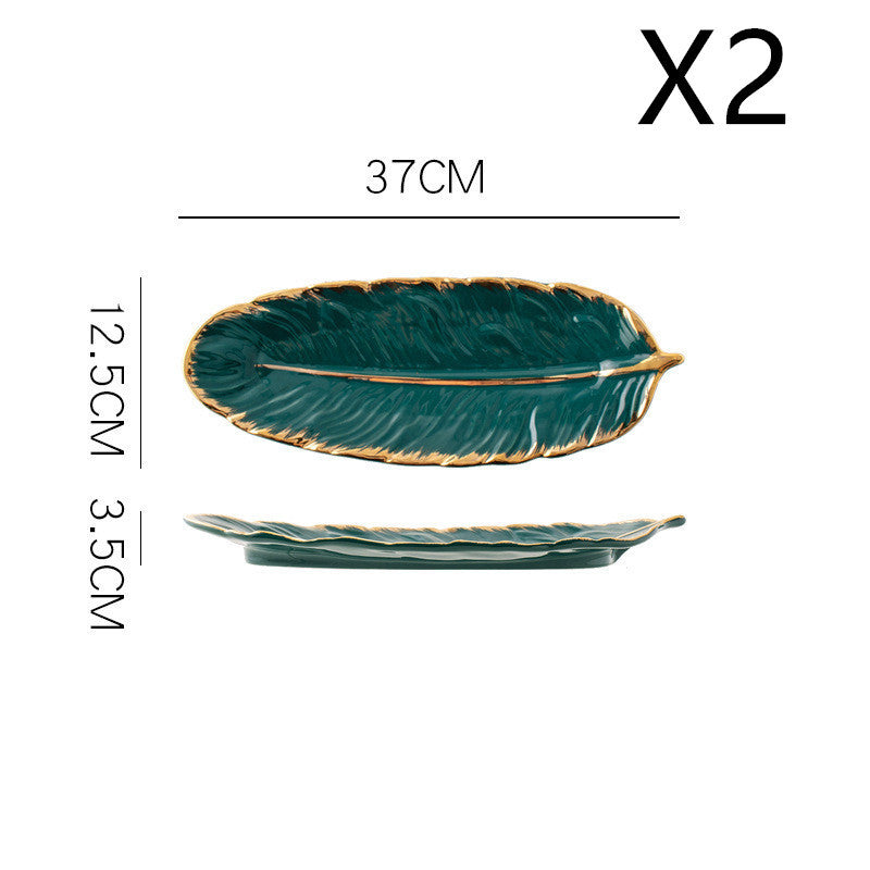 Gold Rim Feather Tray Jewellery Tray