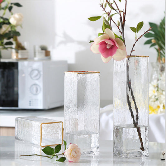 Transparent Gold Painted Glass Vases